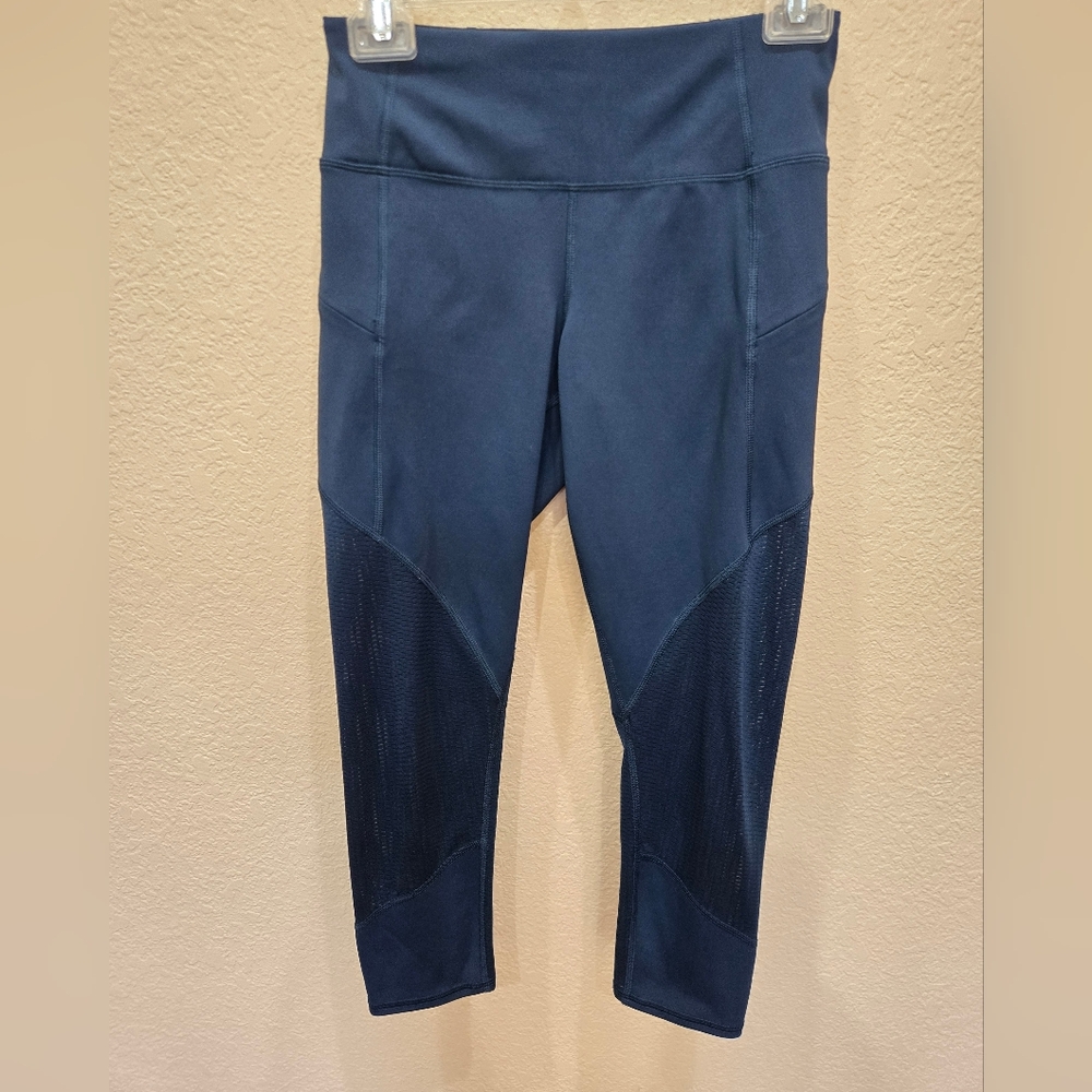 Athleta Mesh Navy Blue Yoga Gym Athleisure Leggings Size XS